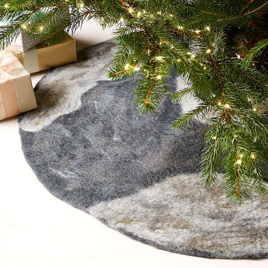 Felt Metallic Thread Tree Skirt Gray west elm