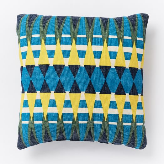 Outdoor Reflected Diamond Pillow Blue Jewel west elm