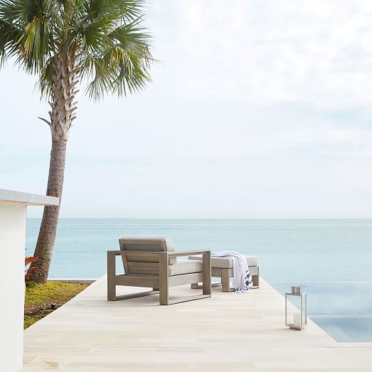 Portside Outdoor Lounge Chair Weathered Gray west elm