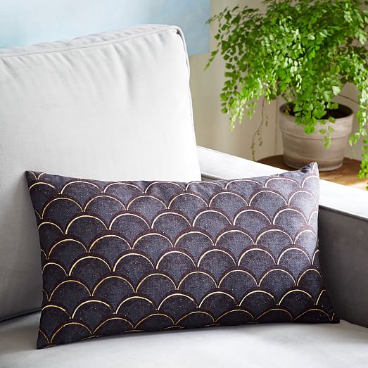 Scalloped Raw Silk Pillow Cover west elm