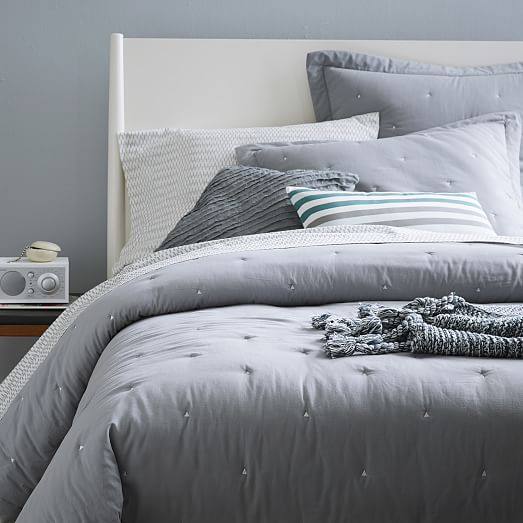 Light + Lofty Quilt + Shams Feather Gray west elm