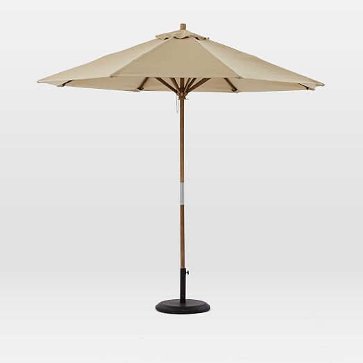Round Wooden Umbrella Flax west elm