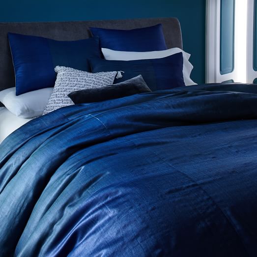 Sari Silk Duvet Cover + Shams Indigo west elm