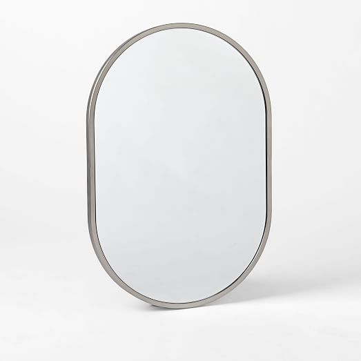Metal Framed Oval Wall Mirror Brushed Nickel west elm