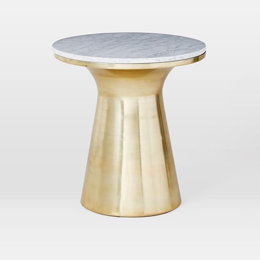 Marble Topped Pedestal Side Table White Marble/Antique Brass west elm