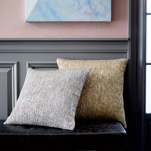 Metallic Pleats Square Pillow Cover Gold west elm