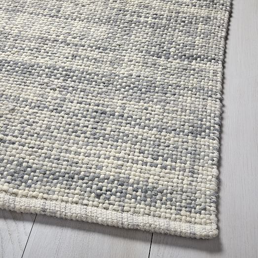 MidCentury Heathered Basketweave Wool Rug Steel west elm