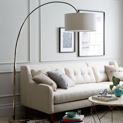 Overarching Linen Shade Floor Lamp Polished Nickel west elm