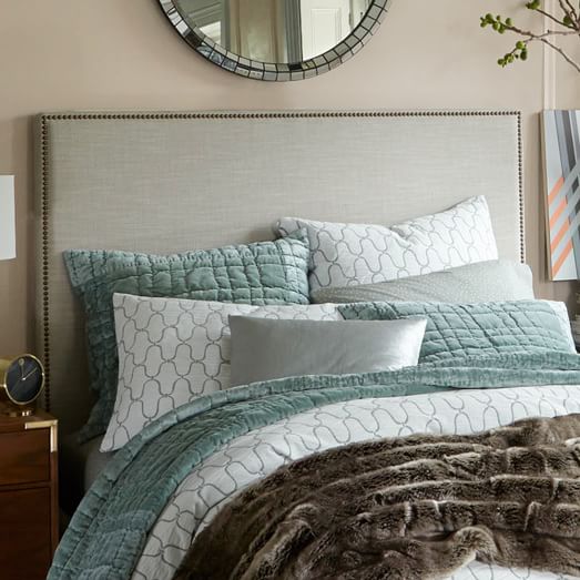 Tall Nailhead Upholstered Headboard west elm