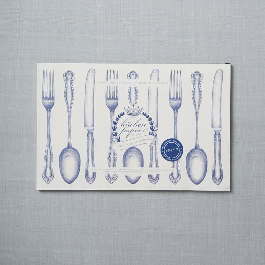 Kitchen Paper Placemats White Utensils west elm