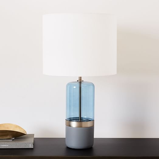 Mixed Material Table Lamp Large (Blue/Light Bronze/Gray) west elm
