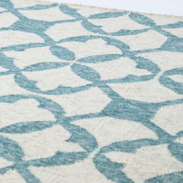Tile Wool Kilim Rug Aquamarine west elm