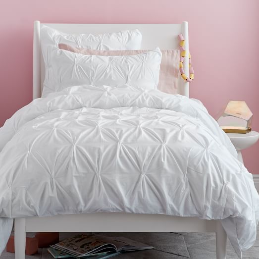 Organic Cotton Pintuck Duvet Cover + Shams White west elm