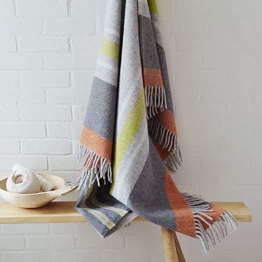 Faribault Large Stripe Wool Throw west elm