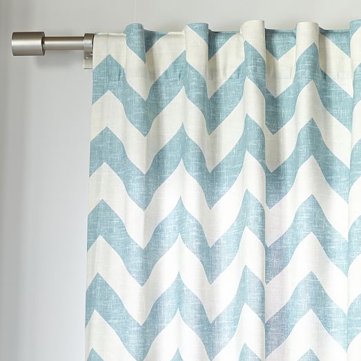 Cotton Canvas Zigzag Printed Curtain Light Pool west elm