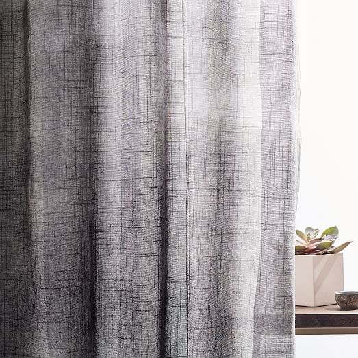 Sheer Cotton Painted Ombre Curtains (Set of 2) - Slate | west elm