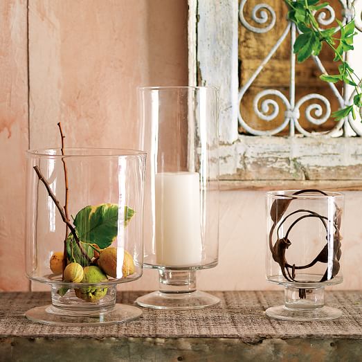 Footed Glass Hurricanes + Vases west elm