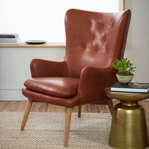 Niels Leather Wing Chair west elm