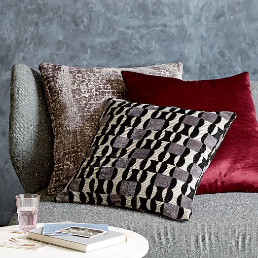 Jacquard Velvet Allover Textured Pillow Cover Burgundy west elm