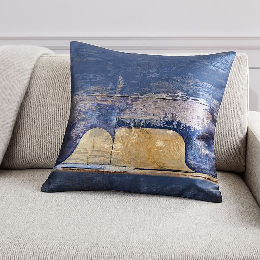 Watercolor Ombre Brocade Pillow Cover - Midnight | west elm