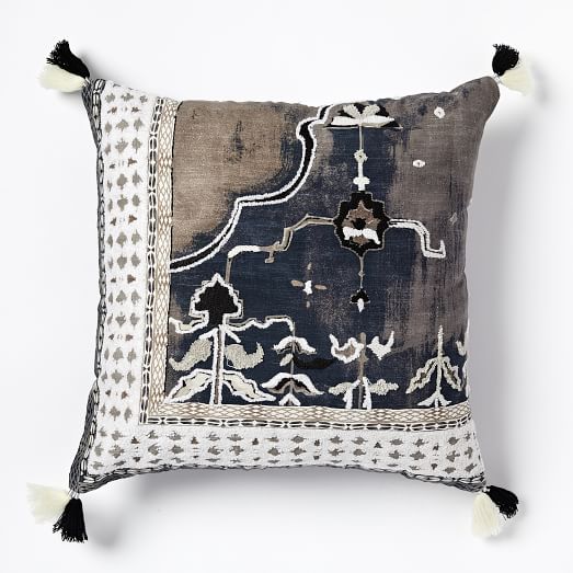 Border Fragment Pillow Cover Black west elm