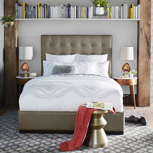 Tall Leather GridTufted Headboard west elm