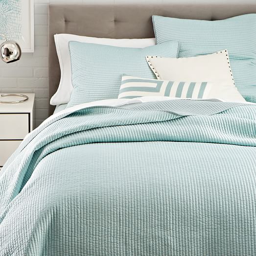 Channel Stitch Euro Shams Pale Harbor west elm