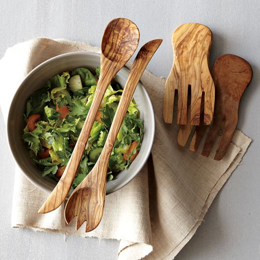 Olive Wood Salad + Pasta Servers west elm
