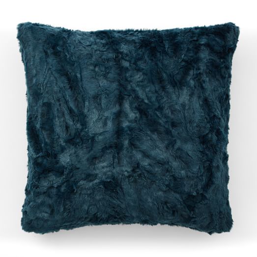 Faux Fur Arctic Pillow Cover Blue Teal west elm