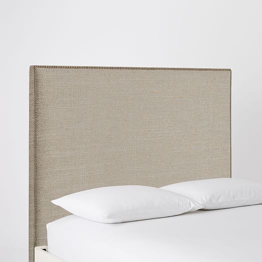 Tall Nailhead Tapered Leg Bed   Linen Weave | west elm