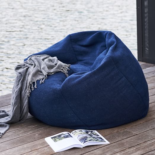 Solid Outdoor Bean Bag Navy west elm