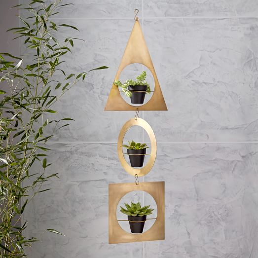 Geometric Metal Hanging Planter west elm