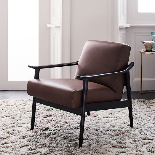 MidCentury Leather Show Wood Chair west elm