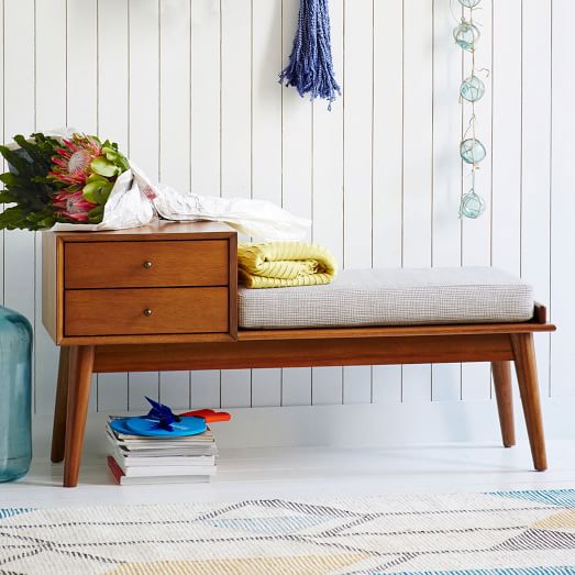 MidCentury Storage Bench Acorn west elm