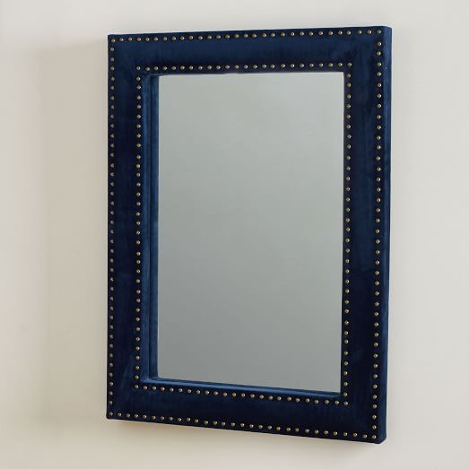 Upholstered Wall Mirror Ink Blue Velvet west elm
