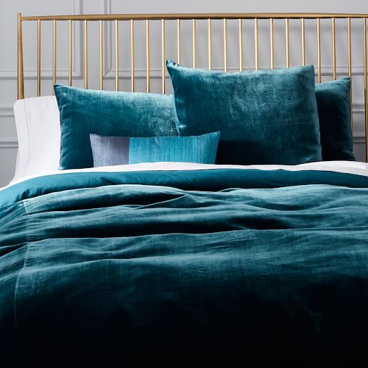Luxe Velvet Duvet Cover + Shams Blue Teal west elm