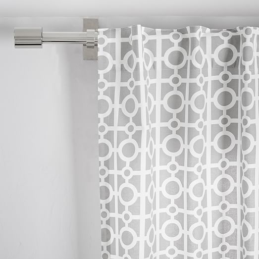 Cotton Canvas Circle Lattice Curtain Platinum west elm