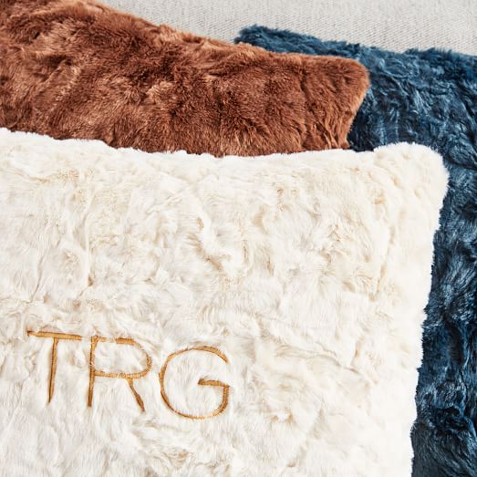 Faux Fur Arctic Pillow Cover Blue Teal west elm