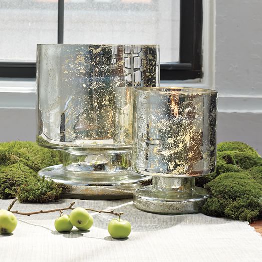 Footed Mercury Hurricanes + Vases west elm