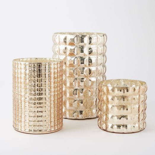 Quilted Mercury Hurricanes + Vases west elm