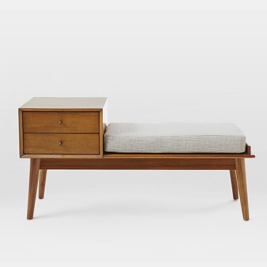 Mid-Century Storage Bench - Acorn | west elm Back in the days when telephones were not portable and calling someone, rather than texting, did not induce anxiety, there was a practical piece of while the gossip bench no longer serves its original purpose, it is the perfect addition to an entryway or mudroom.