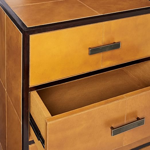 Atelier LeatherWrapped 5Drawer Dresser Multi Panel (Mustard) west elm