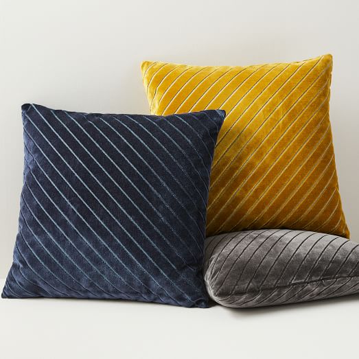 Diagonal Stripe Velvet Pillow Covers west elm