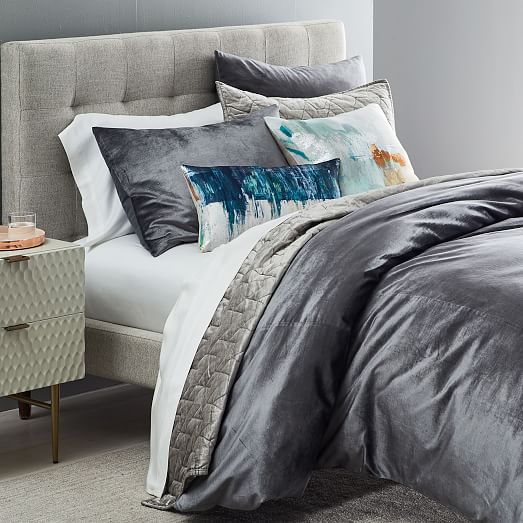 Washed Cotton Luster Velvet Duvet Cover + Shams west elm