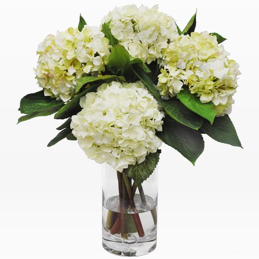 Faux Hydrangea in Tall Vase White west elm