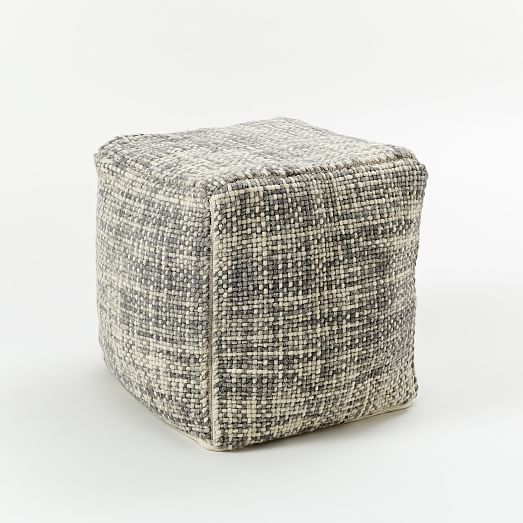 Basketweave Wool Pouf west elm