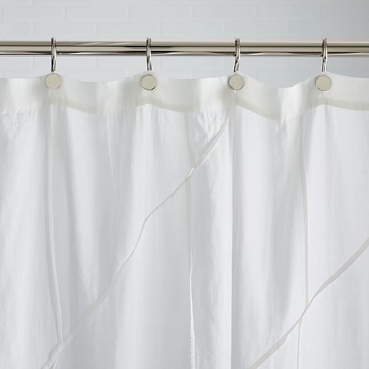 Pleated Grid Shower Curtain White west elm