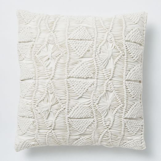 Macrame Diamond Pillow Cover Stone White west elm
