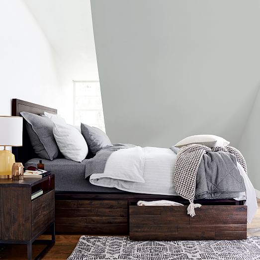 Flannel Pinstripe Duvet Cover + Shams Frost Gray west elm