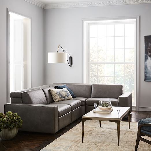 Enzo Leather Reclining 4Seater Sectional west elm